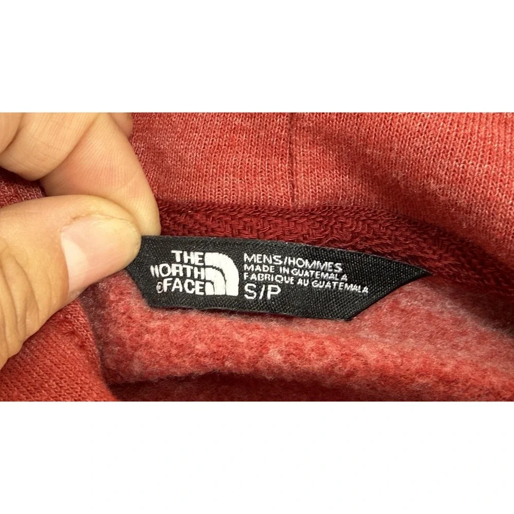 The North Face Hoodie Mens Small Red Pullover Graphic Sweatshirt Kangaroo Pocket